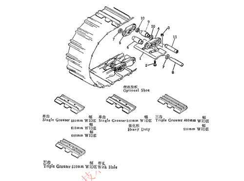 山推SD16,SD16E推土機履帶板結(jié)構(gòu)圖和零件編號以及價格是多少？